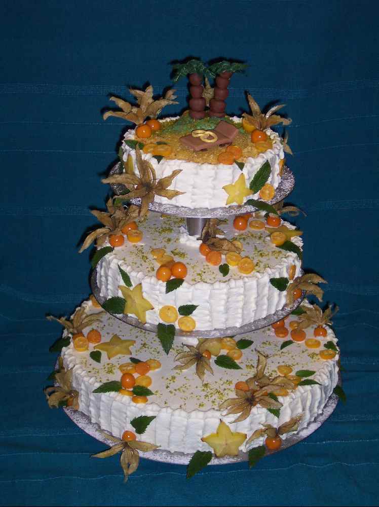 Torte Torten Hochzeit Hawaii Insel Ringe Liege Tropic.JPG